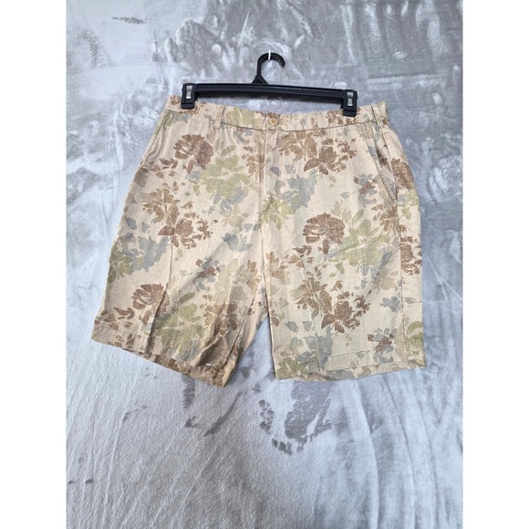 Uniqlo Other - Uniqlo Mens Floral Chino Shorts Beige Cotton Botanical Print Size L